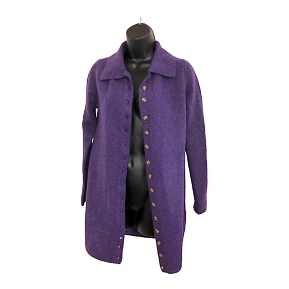 Zara purple knit fuzzy button down long cardigan jacket size medium brand new - Picture 15 of 16
